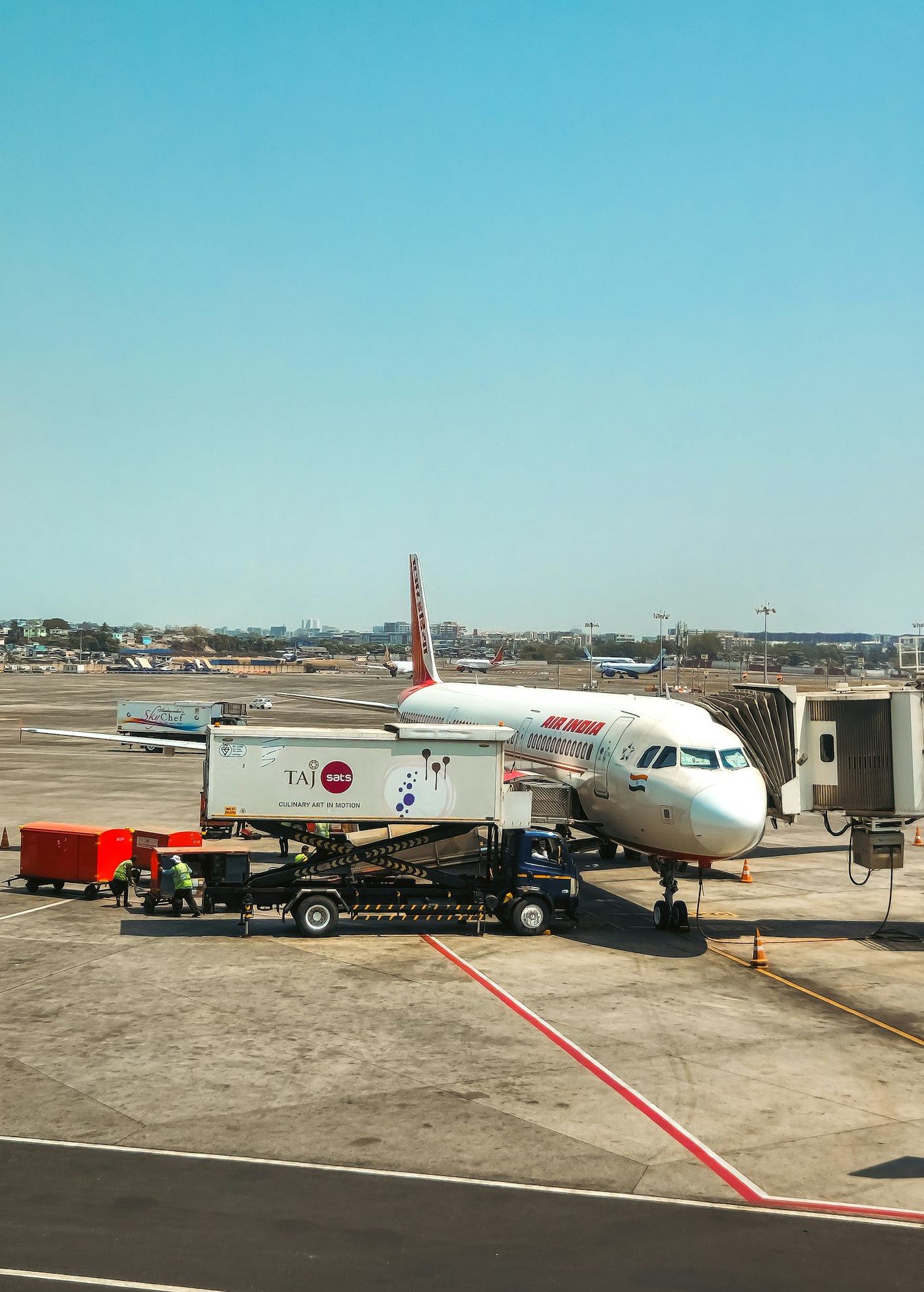 An Air India aircraft at an airport terminal